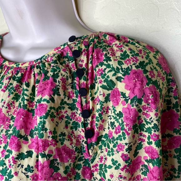 Zara Voluminous Pink and Green Floral Puff Sleeve Dress Size S - Picture 7 of 16